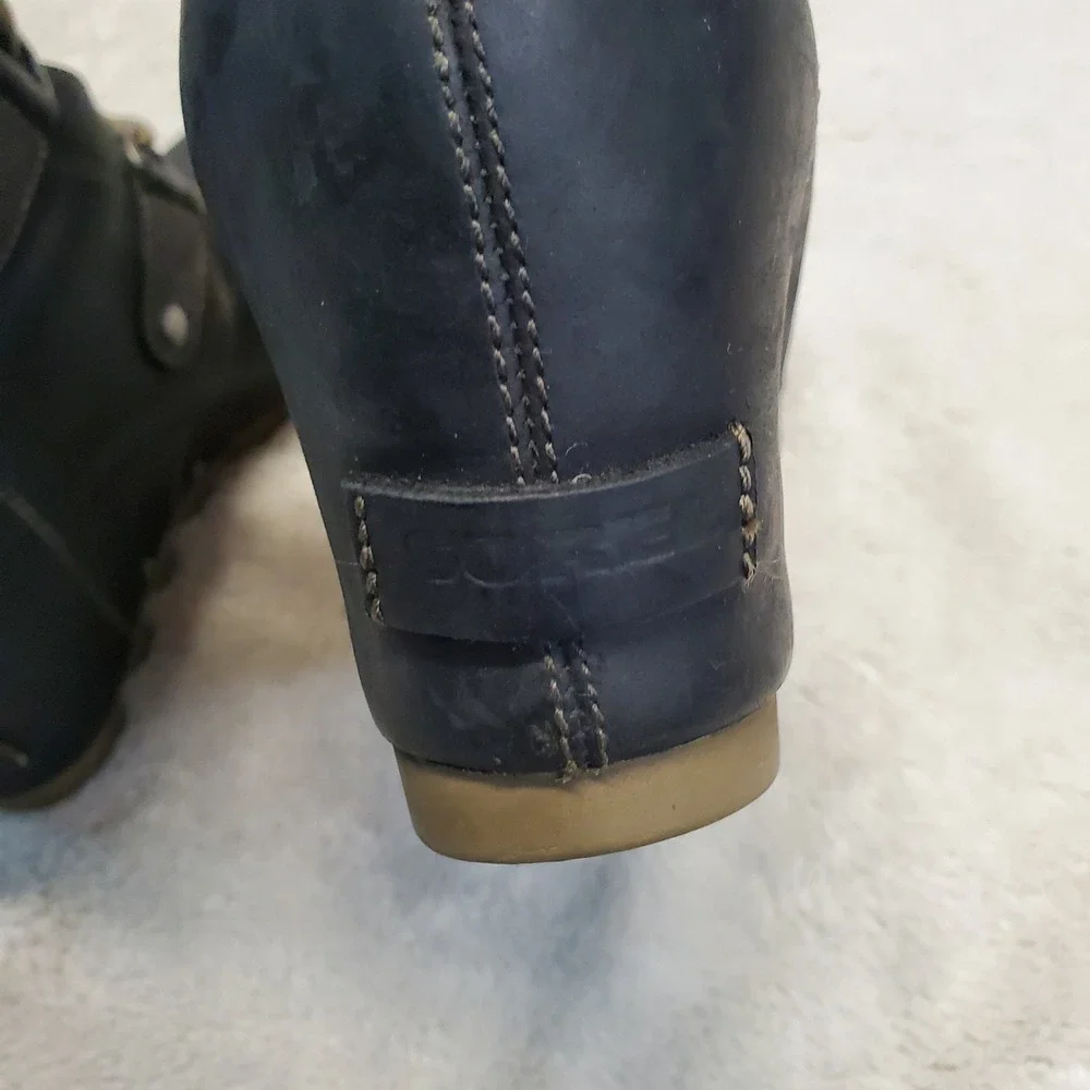 Sorel Black Leather‎ Joan of Arctic Grunge Casual Whimsigoth Wedge Boots 8.5